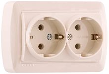 Розетка с заземлением накладная Lezard Demet 2-м. кремовый картинка